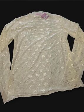 B.A.B.E. Brand Bow Sheer Mesh Top XL Coquette Balletcore NWT